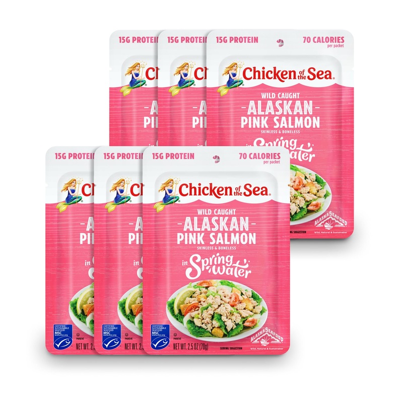 Chicken Of The Sea Alaskan Pink Salmon In Spring Water, Wild Caught, Skinless & Boneless, 2.5 Oz. Packet (Box Of 6)