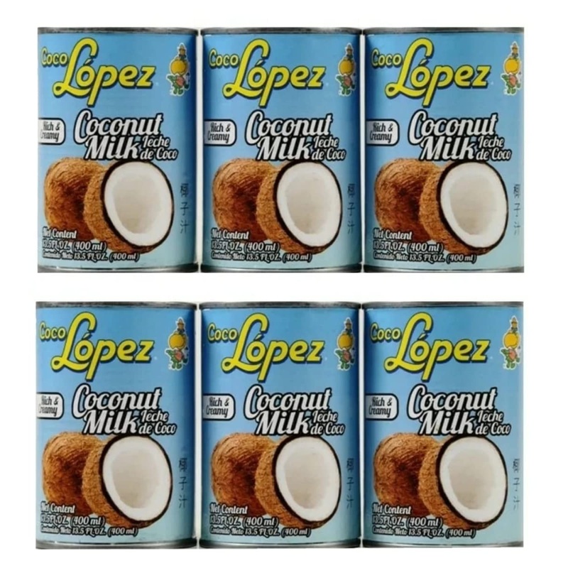 Coco Lopez Coconut Milk 6 Cans 13.5 Onz