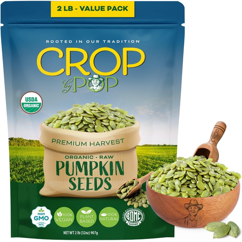 Crop By Pop – Organic Raw Pumpkin Seeds, (32 Oz – 2 Lb) Usda Organic & Non Gmo Certified – Plant Based, Vegan, Kosher