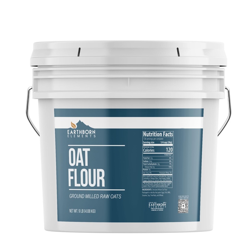 Earthborn Elements Oat Flour 2 Gallon Bucket, Gluten Free, Baking