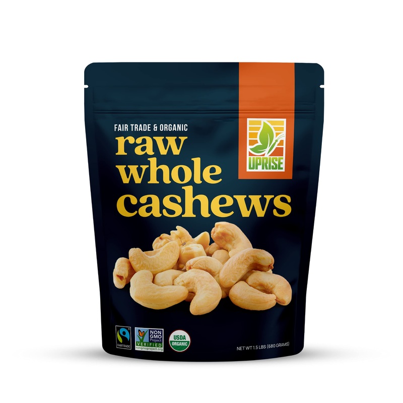 Fair Trade Organic Raw Cashews W320 (1.5 Lb) – Premium Whole Nuts For Snacking & Cooking, Ethically Sourced, Certified Sustainab