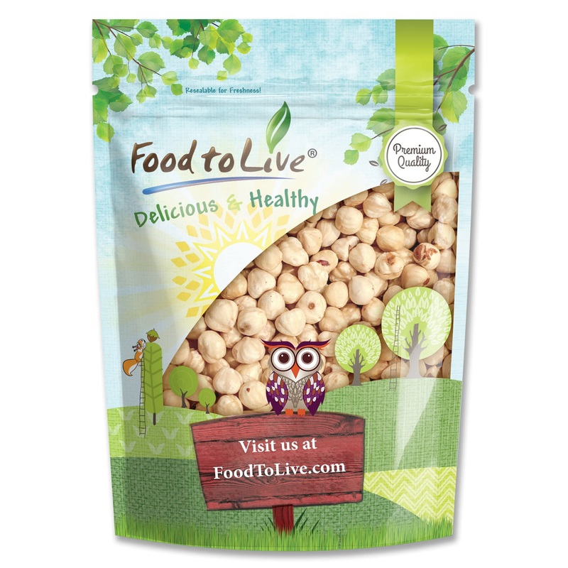Food To Live Blanched Hazelnuts, 1.5 Pounds Raw Whole Filberts, No Skin, Unsalted, Unroasted Nuts, Vegan, Kosher. Keto. Good Sou