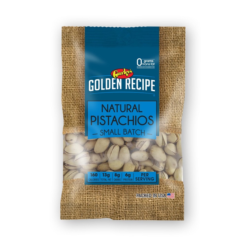 Gurley’S Golden Recipe Natural Pistachios, Unsalted, 2.25 Oz (Pack Of 8)