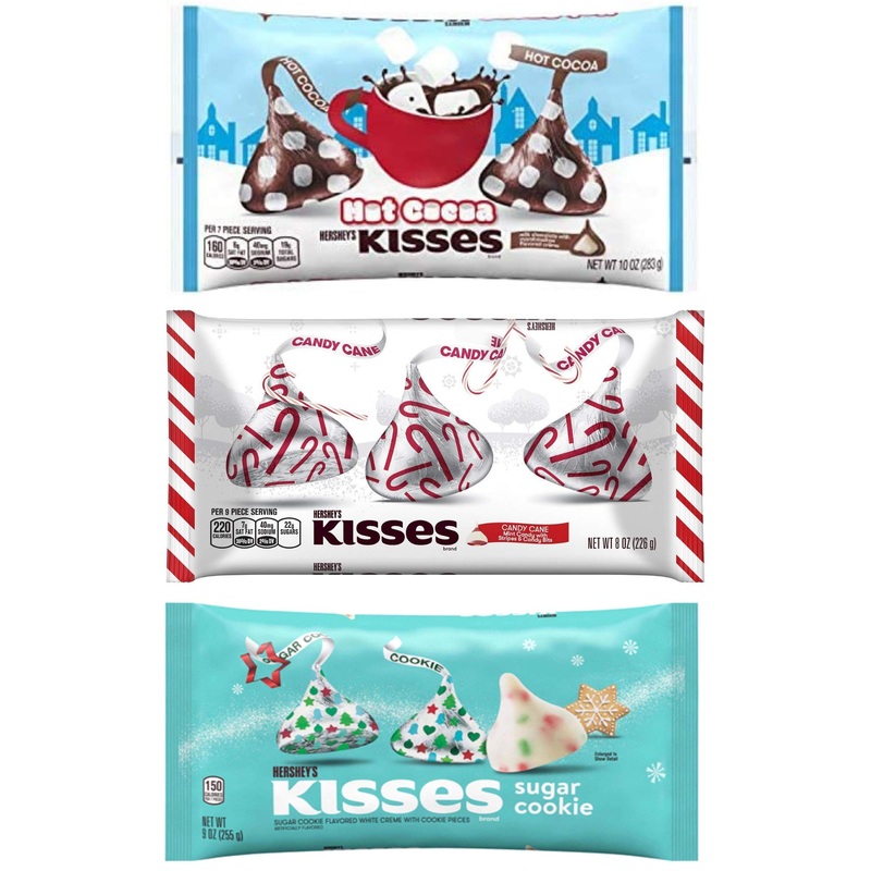 Hersheys Kisses Holiday Christmas Bundle – Limited Edition – Sugar Cookie, Hot Cocoa, Candy Cane