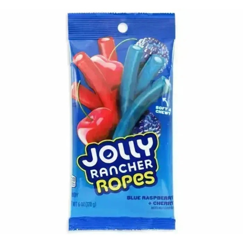 Jolly Rancher Ropes Blue Raspberry & Cherry Peg Bag: 12-Piece Case