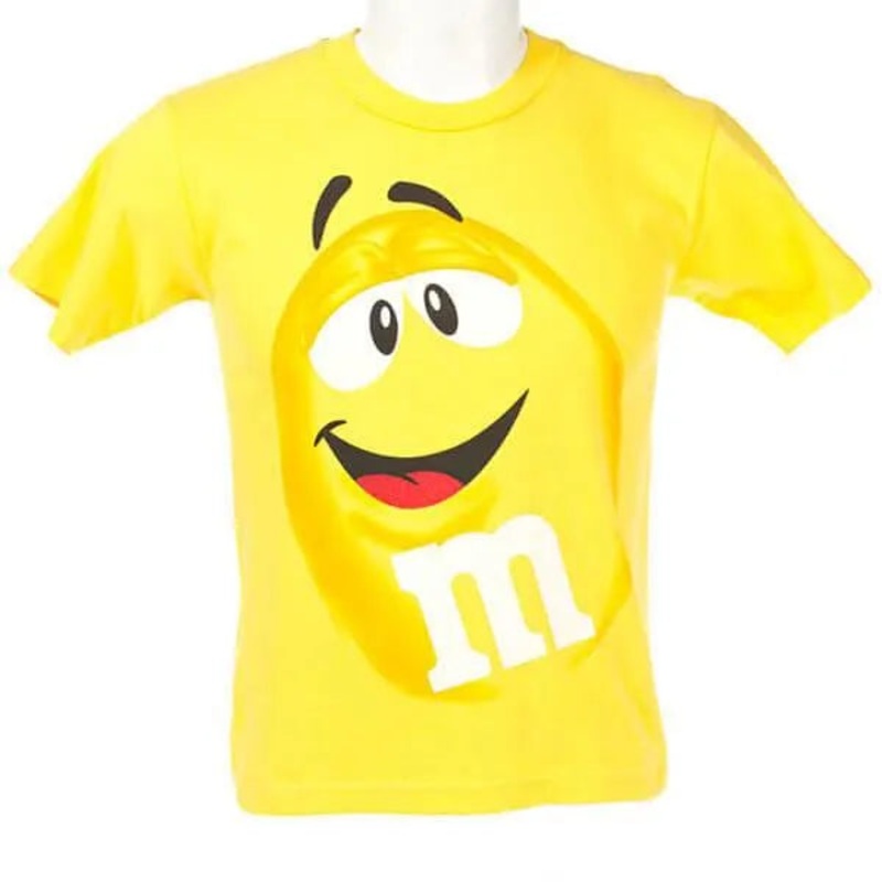 M&M’s Candy Character Face T-Shirt – Youth – Yellow – Large