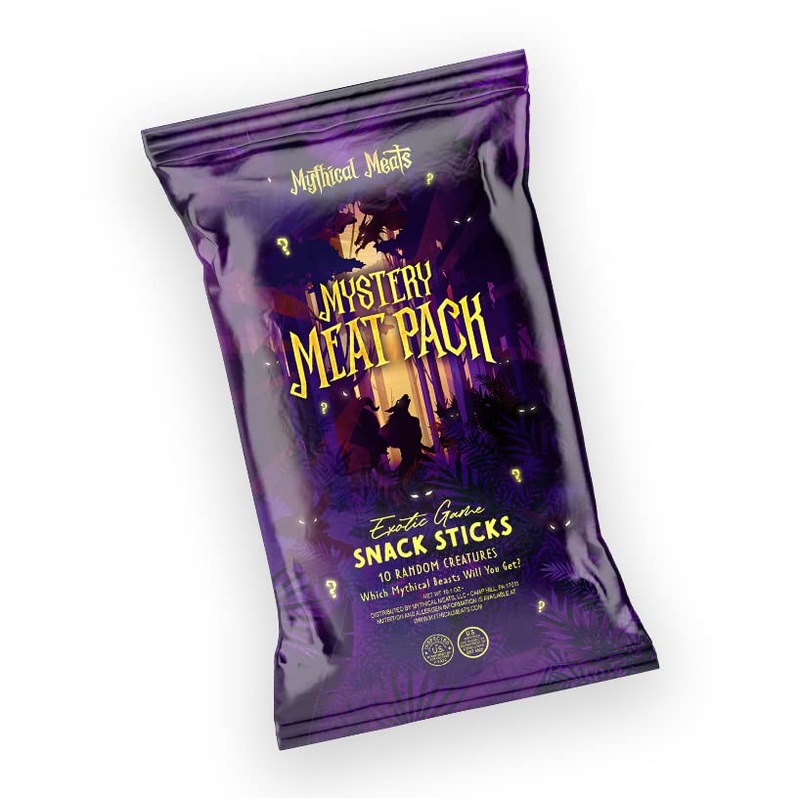 Mythical Meats Mystery Meat Random Flavor Sampler Pack – 10 Random Exotic Game And Beef Snack Sticks – Dried & Dehydrated Meats