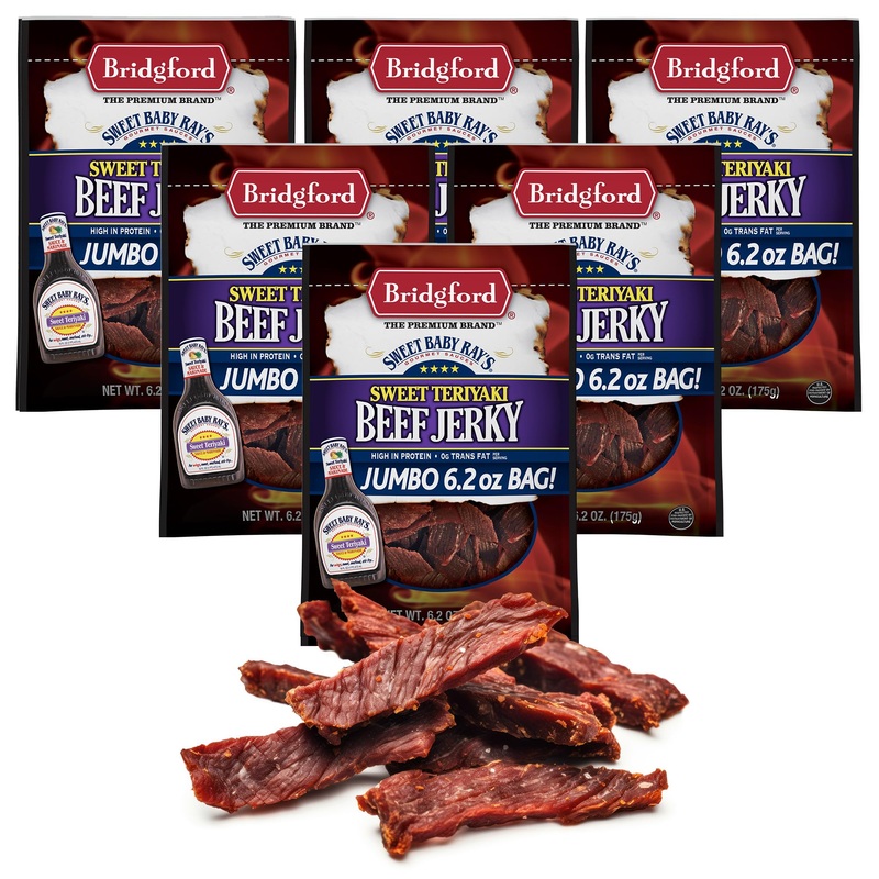 Bridgford Sweet Baby Rays Beef Jerky Sweet Teriyaki 6.2 Oz Pack Of 6 – High Protein Snacks For Low Carb And High Protein Diets –