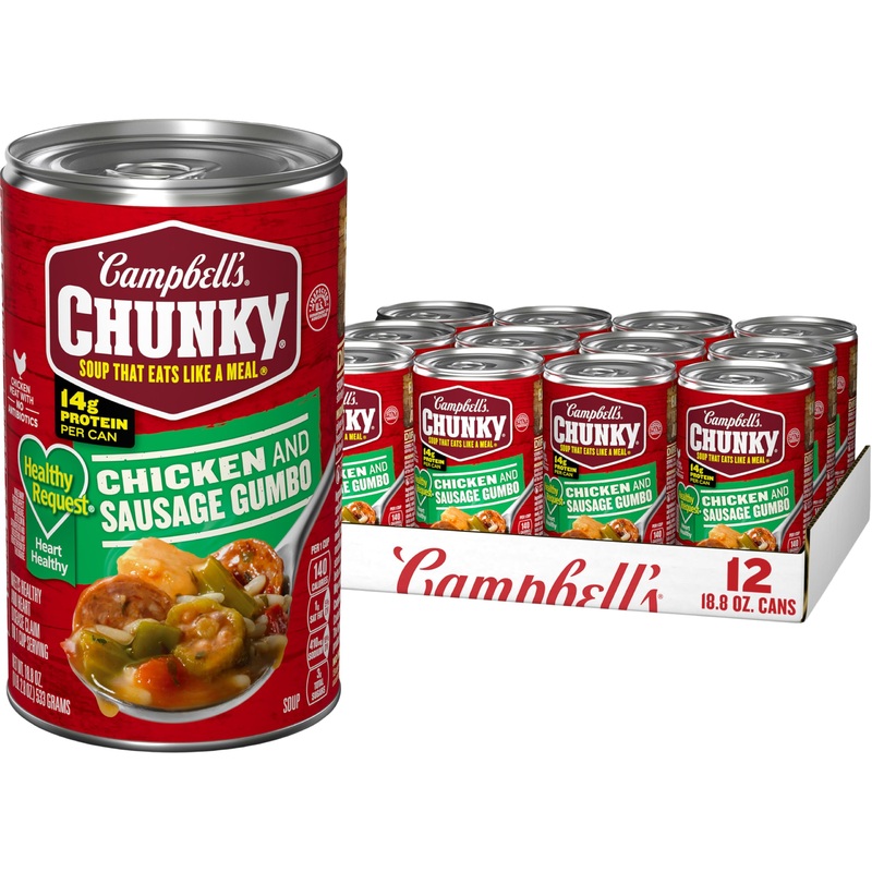 Campbell’S Chunky Soup, Healthy Request Chicken And Sausage Gumbo, 18.8 Oz Can (Case Of 12)