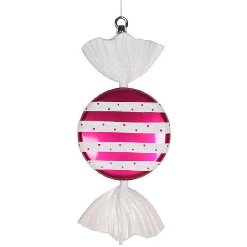 Pink and White Stripe Candy Ornament – 13 Inch