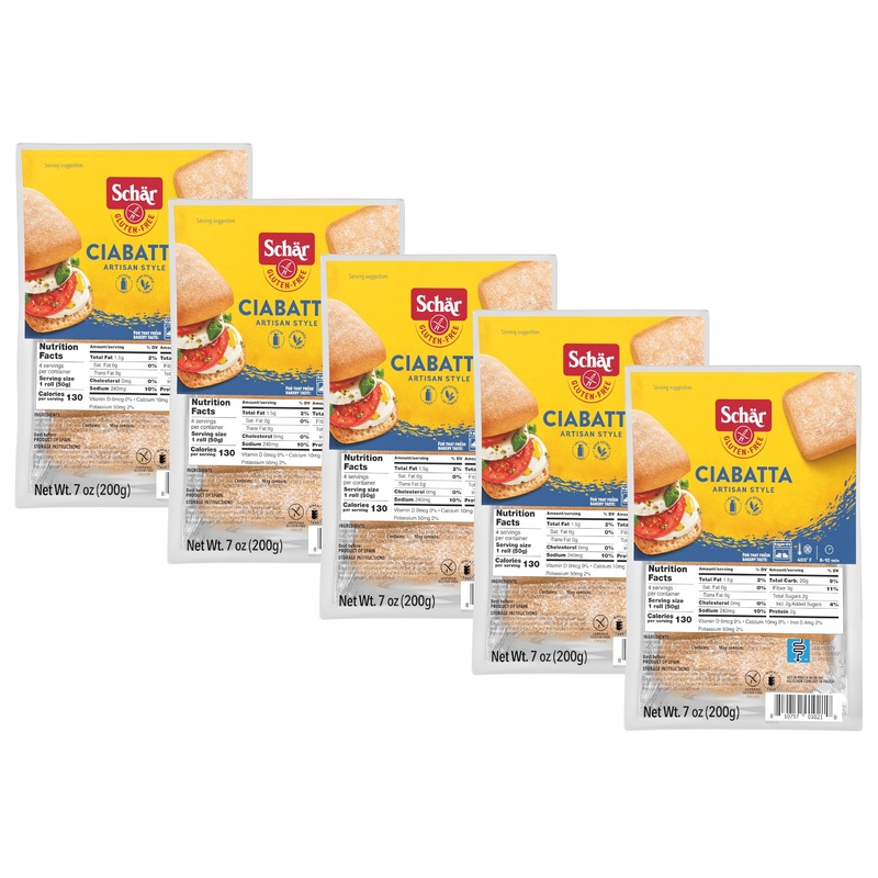 Schr Gluten-Free Ciabatta Rolls, 7Oz (5-Pack) – Wheat-Free, Dairy-Free, Non-Gmo, Crisp Crust & Soft Interior, Perfect For Sandwi