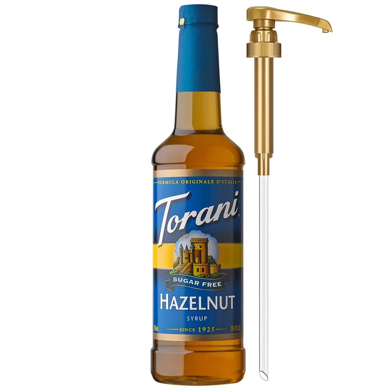 Torani Sugar Free Coffee Syrup, Hazelnut Syrup For Drinks, Zero Calorie, Pump Included, 25.4 Fl Oz