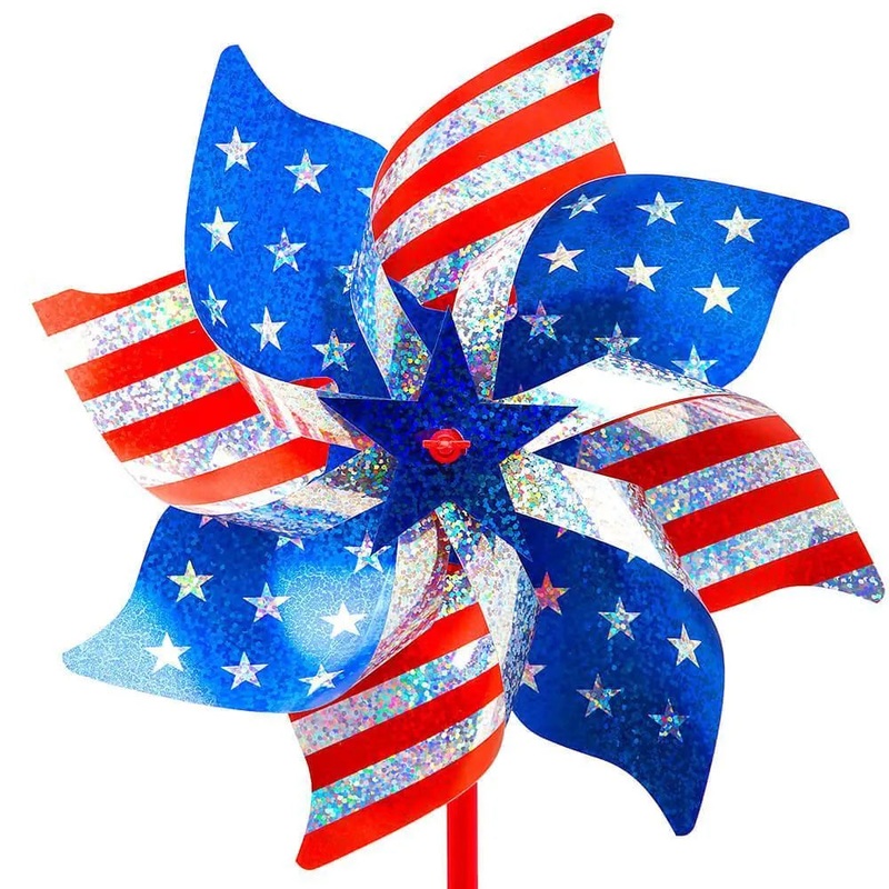 USA Stars and Stripes Pinwheel Spinners – 8 Inch: 8-Piece Box
