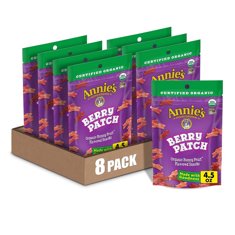 Annie’S Organic Berry Patch Bunny Fruit-Flavored Snacks, Gluten Free, Resealable Pouch, 4.5 Oz (Pack Of 8)