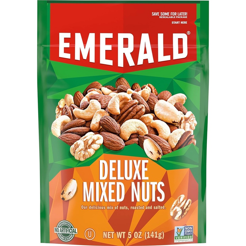 Emerald Nuts, Deluxe Mixed Nuts, 5 Oz, Resealable Bag (Pack Of 3)