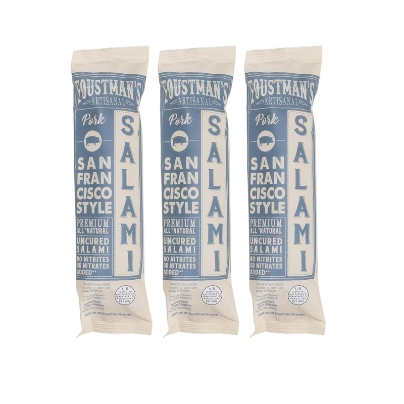 Foustman’S Salami Pork San Francisco Style Artisanal, Nitrate-Free, Naturally Cured, Gluten-Free, Dairy-Free, Pack Of 3, 8 Oz Ea