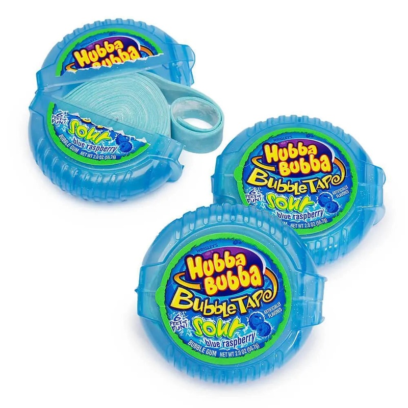 Hubba Bubba Bubble Tape Gum Rolls – Sour Blue Raspberry: 12-Piece Box