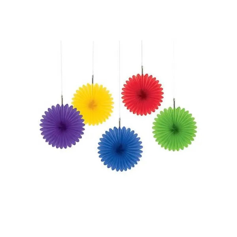Mini Hanging Fans – Rainbow: 5-Piece Pack