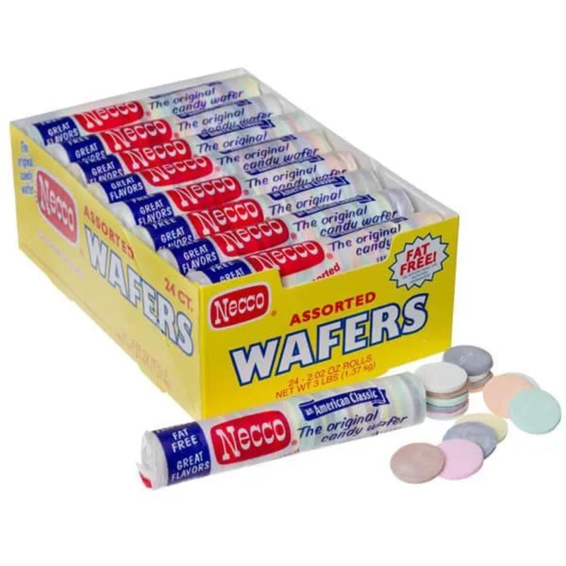 Necco Wafers Candy Rolls – Assorted Flavors: 24-Piece Box