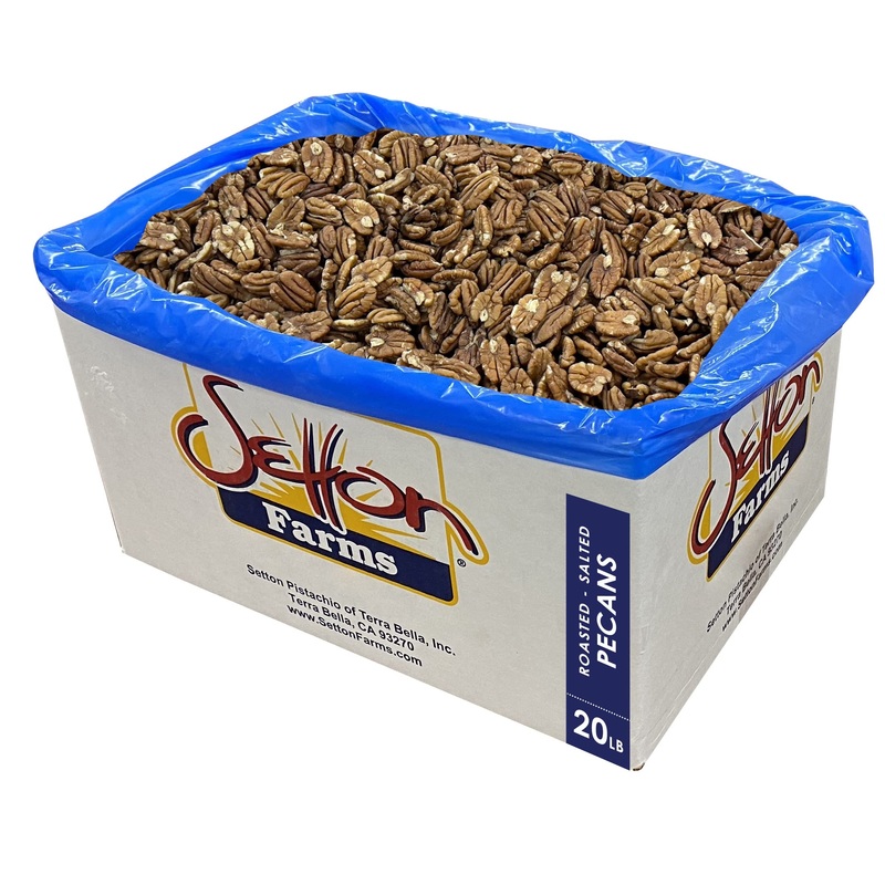 Pecans Roasted Salted, 20 Lbs. Bulk Case, Kosher