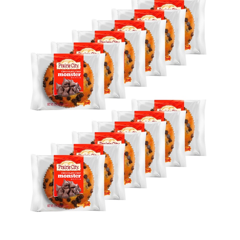 Prairie City Bakery Down Home Bakery Fresh Muffin Individually Wrapped Monster Muffins 6 Ounce Pack Of 12 (Chocolate Chip, Pack