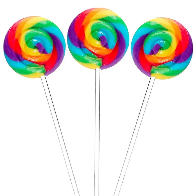 Swipple Pops Petite Swirl Ripple Lollipops – Rainbow Cherry: 60-Piece Tub