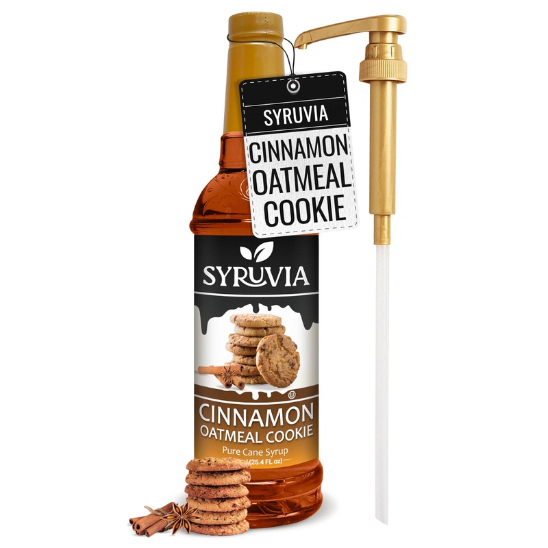 Syruvia Cinnamon Oatmeal Cookie Syrup – Cinnamon Oatmeal Cookie Coffee Syrup Flavor, 25.4 Fl Oz, Kosher, Gluten Free, Perfect Fo