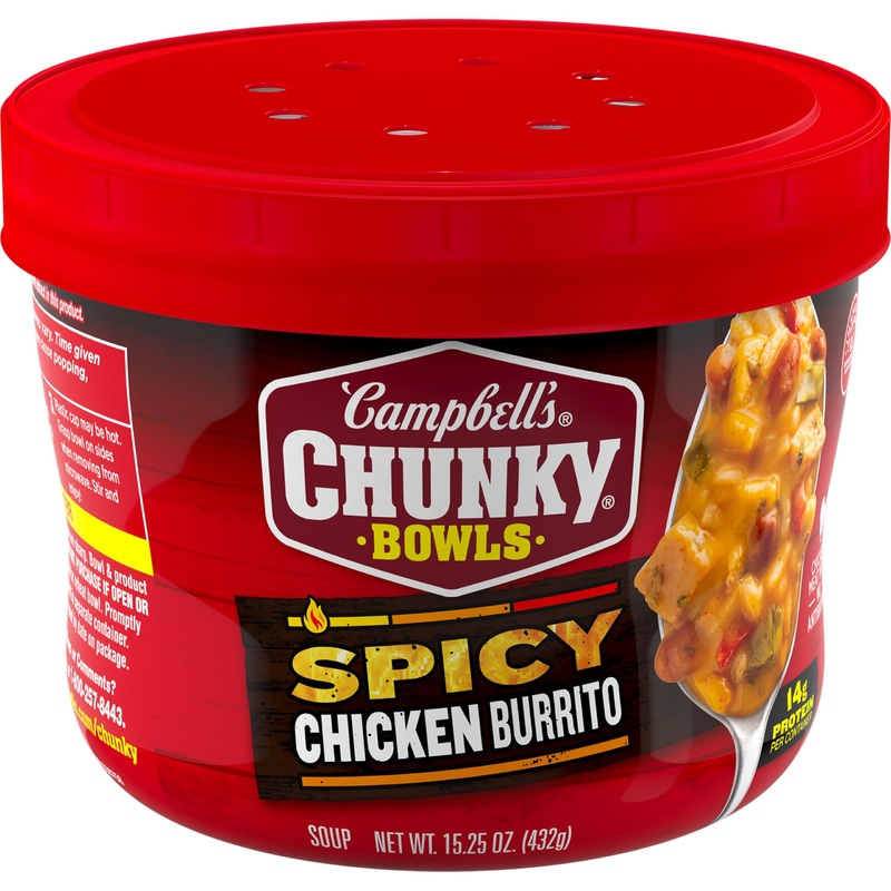 Campbells Chunky Spicy Chicken Burrito Soup, 15.25 Oz Bowl