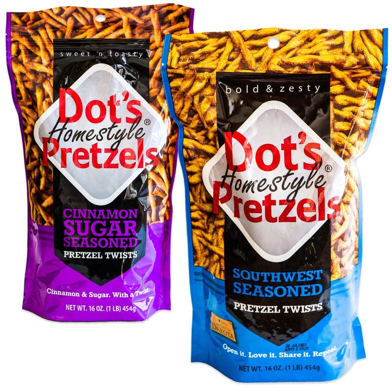 Dot’S Cinnamon Sugar Pretzel Twists – Dot’S Southwest Seasoned Pretzel Sticks – 2, 16Oz Bags