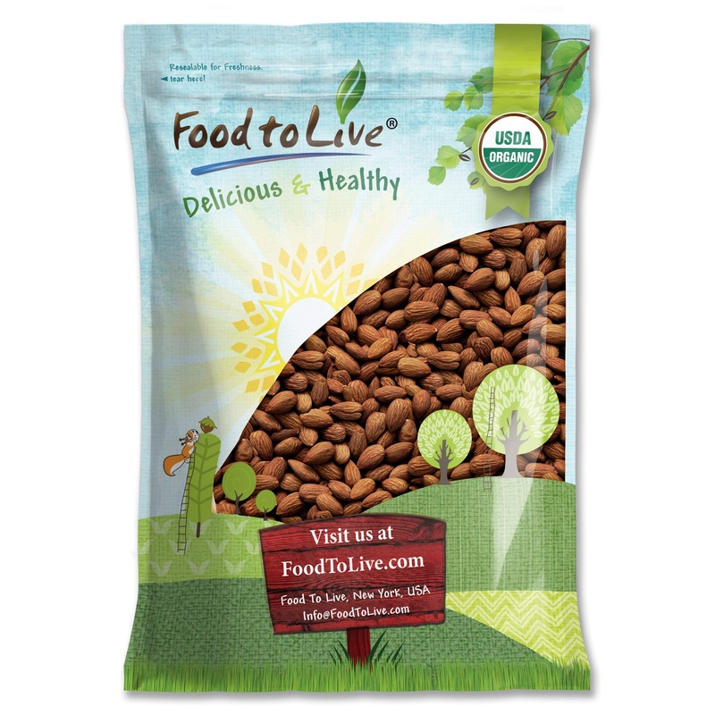 Food To Live Organic Dry Roasted Almonds, 8 Pounds – Non-Gmo, Unsalted, Vegan, Keto, Paleo, Kosher, Bulk, High In Protein, Dieta