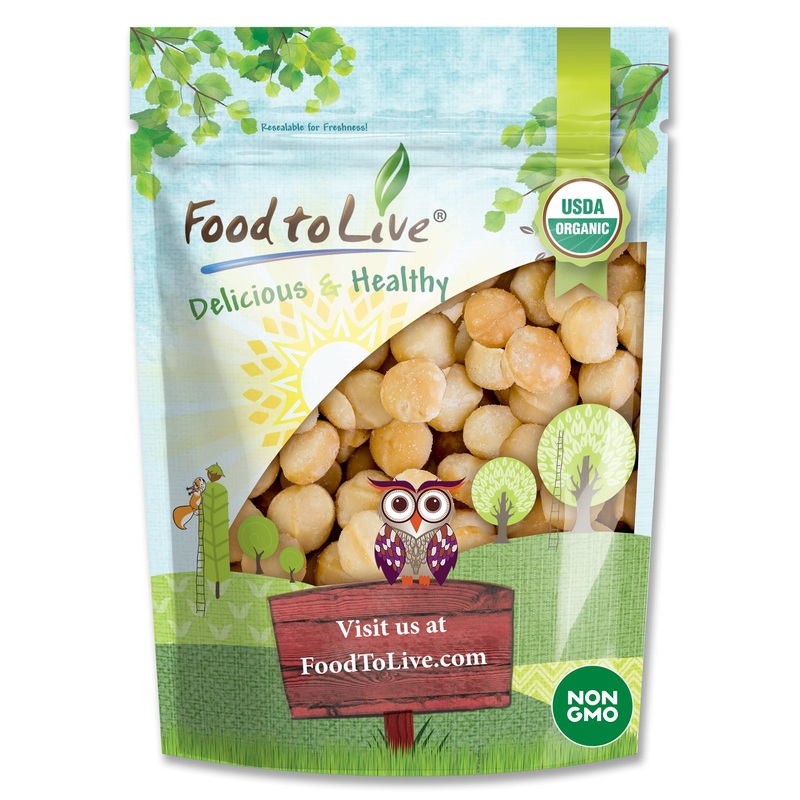 Food To Live Organic Dry Roasted Whole Macadamia Nuts With Himalayan Salt, 2 Pounds – Delicious And Nutritious Snack Made From P