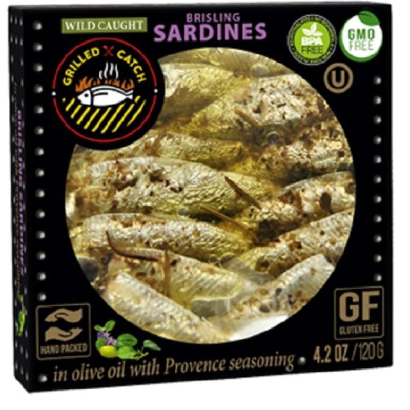 Grilled Catch Wild Caught Brisling Sardines In Olive Oil 4.2 Oz/120G, Pack Of 5, Product Of Latvia, (Provence Seasoning)