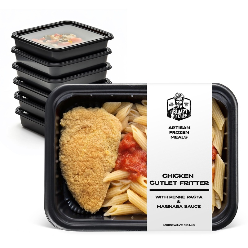 Grumpy Butcher Premium Premade Meals: Chicken Cutlet Fritter & Penne Pasta In Marinara Sauce, 6 Pack (12 Oz Each, 4.5 Lb Total)