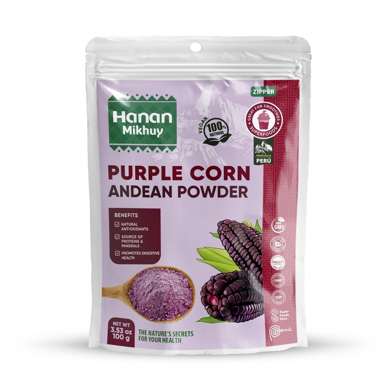 Hanan Mikhuy Ma  Z Morado 100G – 100% Natural Purple Corn Powder For Digestive Health & Nutrient Absorption Vegan, Non-Gmo, Glut