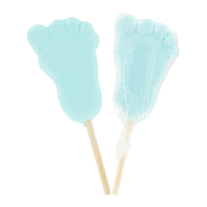 Jumbo Baby Feet Lollipops – Blue: 12-Piece Box