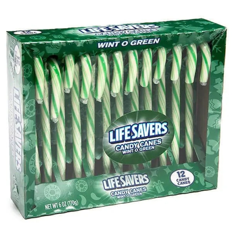 LifeSavers Candy Canes – Wint-O-Green: 12-Piece Box
