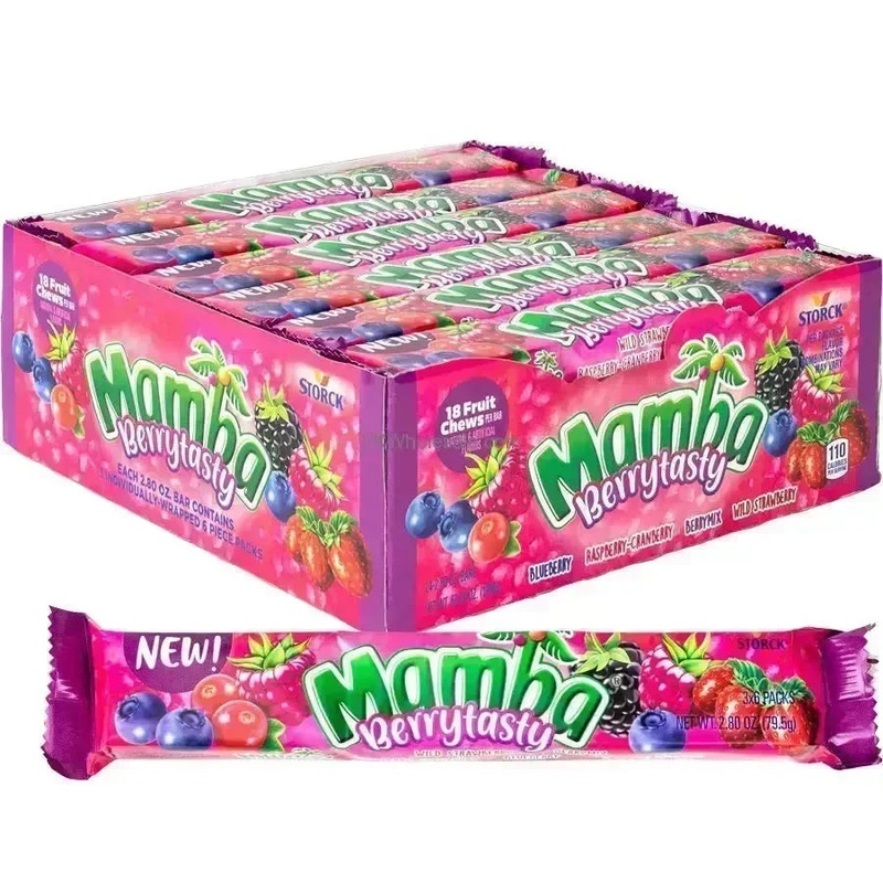 Mamba Berrytasty Fruit Chews Candy: 24-Piece Box