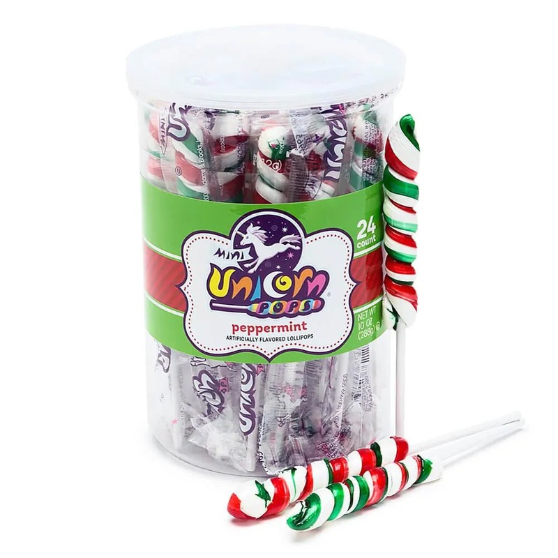 Mini Unicorn Pops Twist Suckers – Christmas: 24-Piece Jar