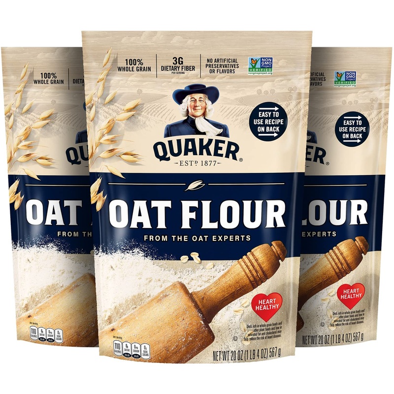 Quaker Oat Flour Stand Up Pouches, 20Oz, (3 Pack)