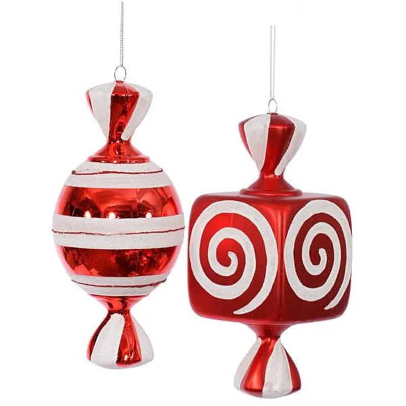 Red Large Candy Ornaments – 8 Inch: 2-Piece Box