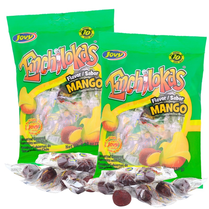 Sweetzo Spicy Mexican Gummy Candy, Individually Wrapped Tamarind Covered Mango Gummies, Fiesta Party Favor Treats – 5.29 Ounces