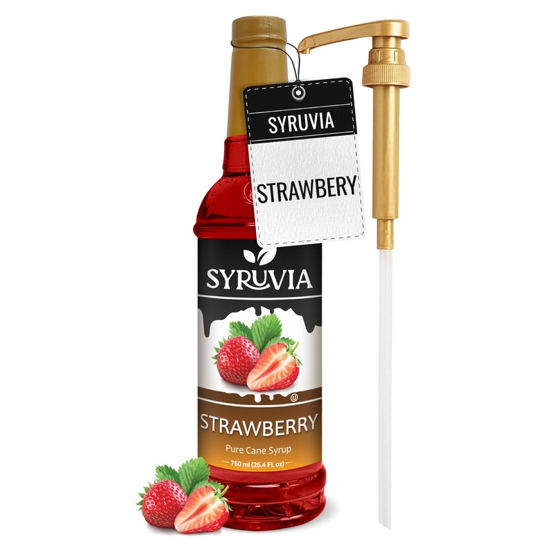 Syruvia Strawberry Syrup – Strawberry Syrup Flavor, 25.4 Fl Oz – Perfect For Cocktails, Ice Tea, Desserts, Italian Sodas, Ice An