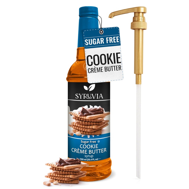 Syruvia Sugar-Free Cookie Butter Coffee Syrup – 25.4 Fl Oz Premium Coffee Flavoring Syrup – 0 Calorie- Kosher Coffee Syrups, Glu
