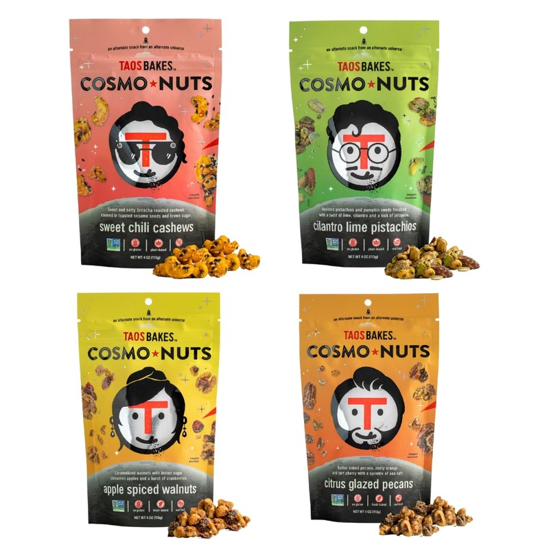 Taos Bakes – Flavored Nuts – Variety Pack – Cashews, Pistachios, Pecans And Walnuts – Gluten Free Snack – Non-Gmo – Real Food –