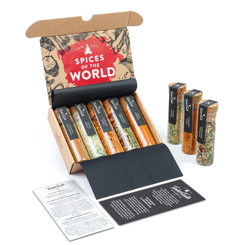 Timber Taste World Spice Collection – World Spice Gift Set – Gourmet Spices And Seasonings Set For Men & Women – International S