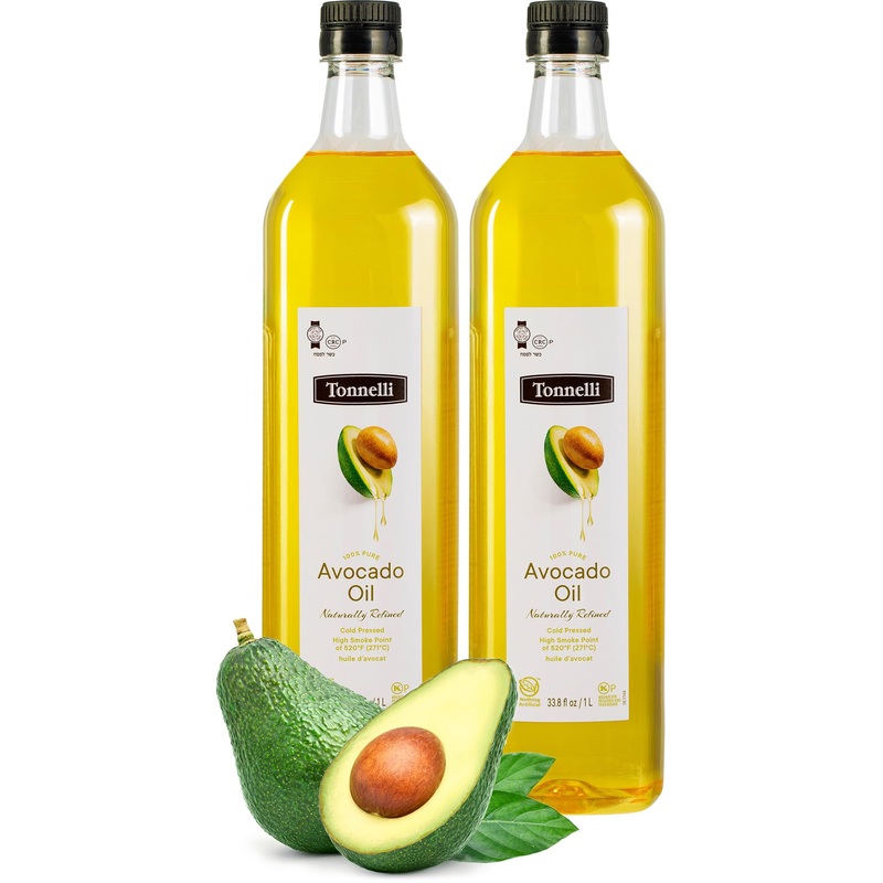 Tonnelli Premium Cold Pressed Naturally Refined Avocado Oil, 1 Liter (2 Pack) | High Smoke Point 520F | Product Of Spain | Certi