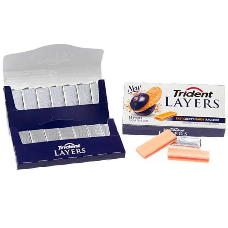 Trident Layers Sugar Free Gum Packs – Berry Tangerine: 12-Piece Box