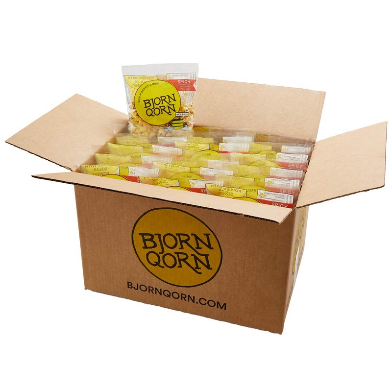 Bjornqorn Mini Bag 30-Pack (Spicy) – Vegan & Gluten-Free Popcorn – Cheesy, Spicy, Umami – (30 1Oz Bags)