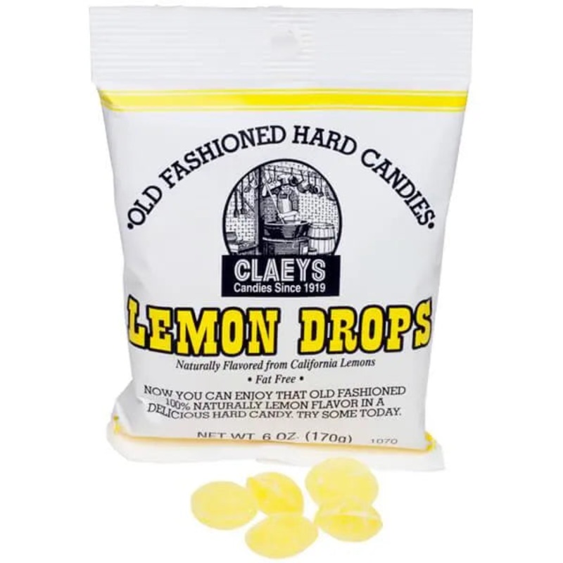 Claeys Hard Candy Drops Bags – Lemon: 12-Piece Box