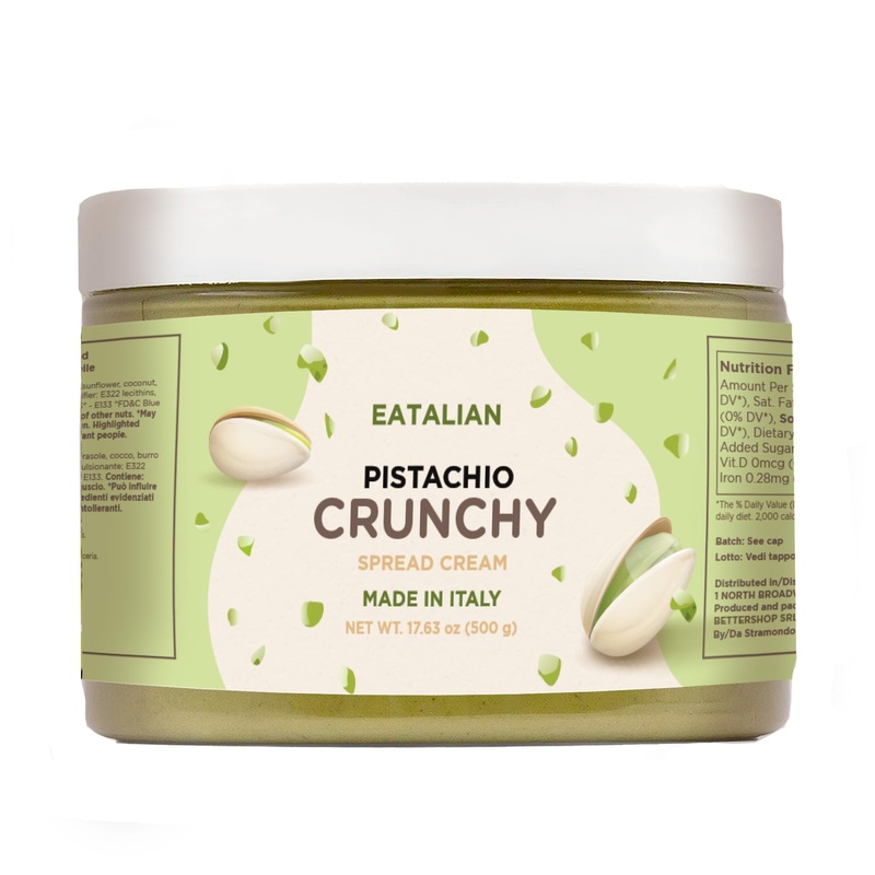 Eatalian By Amz Better Spreadable Crunchy Pistachio Cream 17.63 Oz/500 Gr, Pistachio Cream With Grains, Protein Paste, Sweet Tas